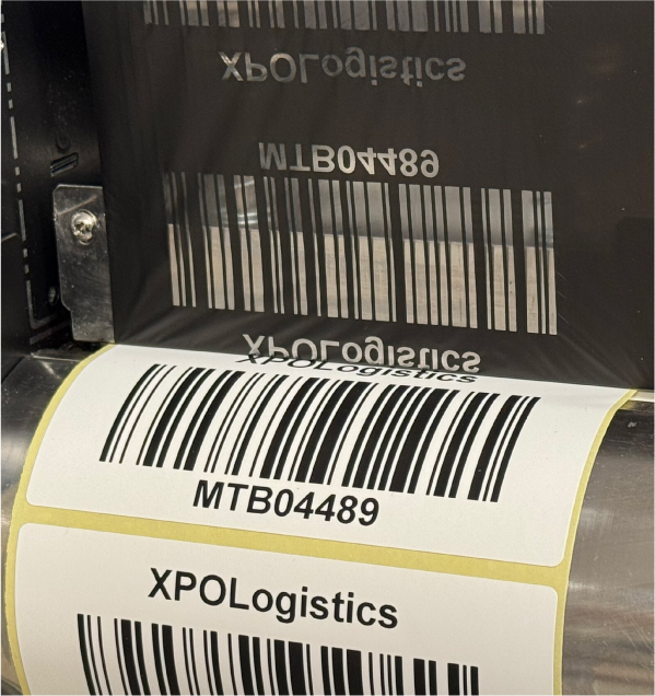 Roll of thermal transfer labels being printed