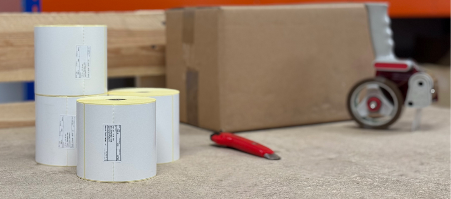 Rolls of plain white direct thermal labels