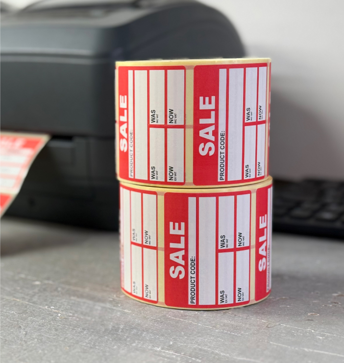 Pre-printed direct thermal label rolls