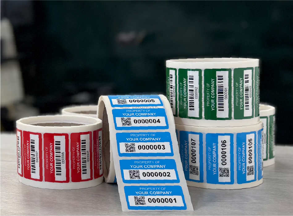 Durable asset labels affixed to equipment