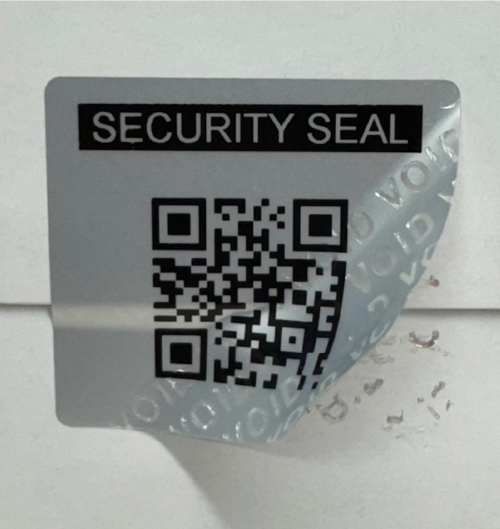 VOID label - close-up of VOID message